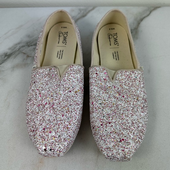 NWOT Toms Alpargata Natural Glitter Slip On Shoes Sneakers Flats Loafers, 8.5 - Picture 9 of 13